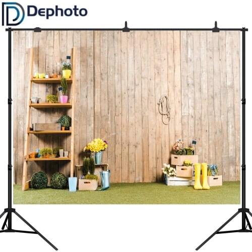 Dephoto Photography Backdrops Easter flowers grass Wooden wall spring Background for photo studio photocall photophone fond
