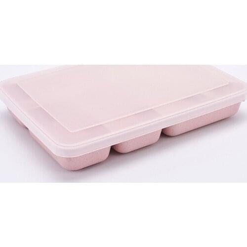 Sealed Eco-Friendly Wheat Sraw Compartment Lunch Box Can Be Microwave Heated Bento Box