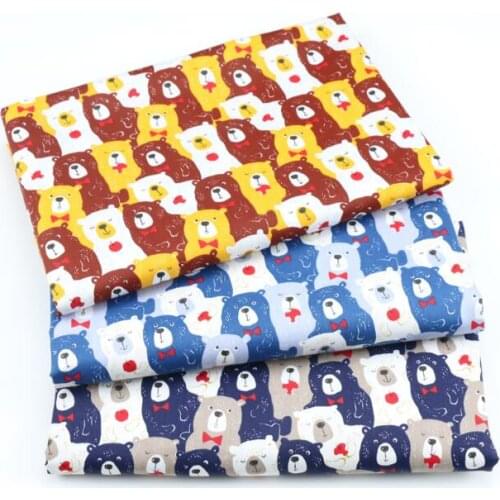 Cute bear Printed Cotton Fabric for Dress Sewing Baby Crib Kids Bedding Set Bed Sheet DIY Clothes Needlework Fabric yellow blue