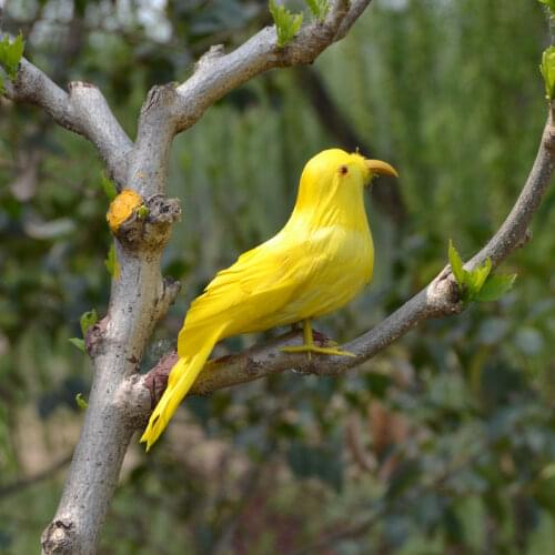 Simulation bird 12cm yellow feathers little bird Handmade art model ,home , garden decoration toy gift w5520