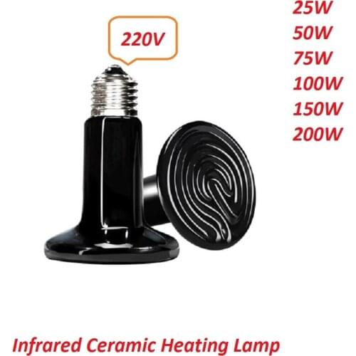 Pet Ceramic Heating Lamp 25W 50W 75W 100W 150W 200W IR Heat Emitter Bulb 220-240V Turtle Snake Lizard Heater Lamp