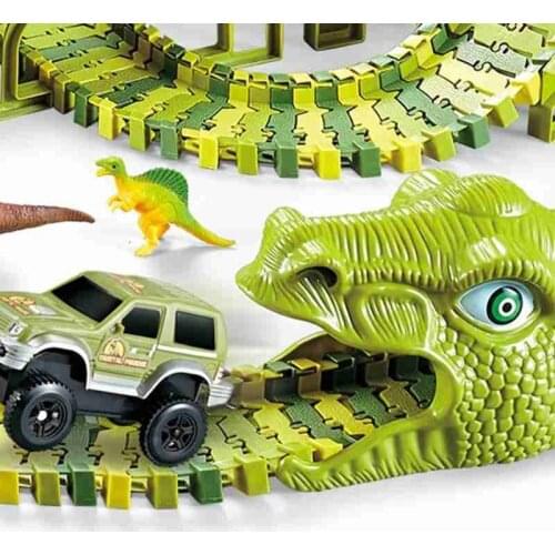 Dinosaur Electric Rail Car Stitching Diy Roller Coaster Assembling Puzzle Car Variety Building Blocks Childrens Toys