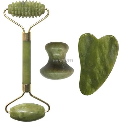 Natural jade beauty container double head roller jade roller facial massage stick body massage instrument multi-function