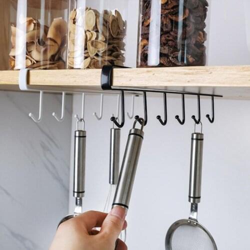 Hook Hanging Cup Holder Punch-Free Wall Cabinet Hook Spatula Rack Cup Storage Wrought Iron Kitchen Storage Cocina Tools