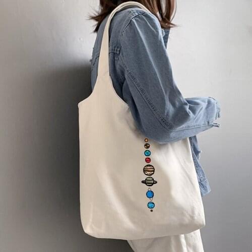 Literary Big Canvas Shopping Bag Cloth Tote Grocery Bag Environmental Shopper Shoulder Bags for Girls Retro Torebki Damskie
