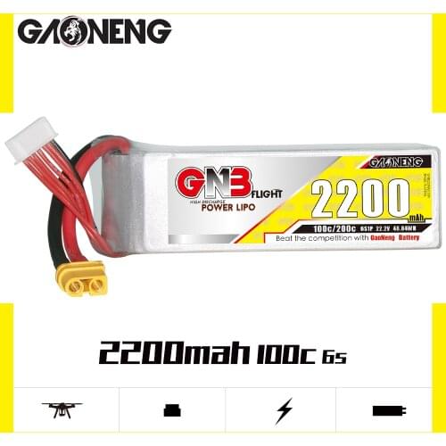 Gaoneng GNB 6S 2200mAh 6S1P 22.2V 80C/160C Lipo Battery With XT60 Plug for FPV Drone Quadcopter Helicopter Boat Car Parts