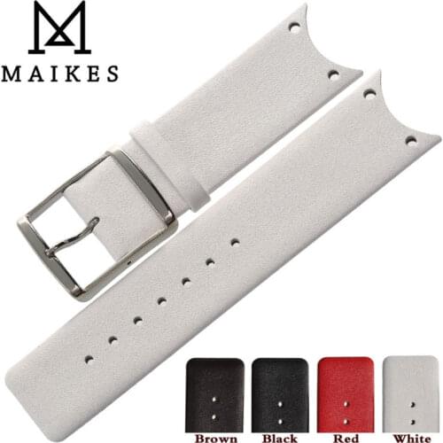 MAIKES Good Quality Genuine Leather Watch Strap Band White Watchbands For CK Calvin Klein KOH23101 KOH23307