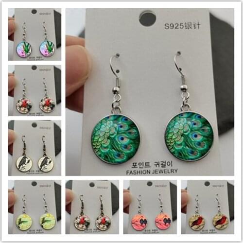 Fashion vintage feminine charm antique bird art earrings wedding party jewelry fashion peacock hummingbird earrings gifts