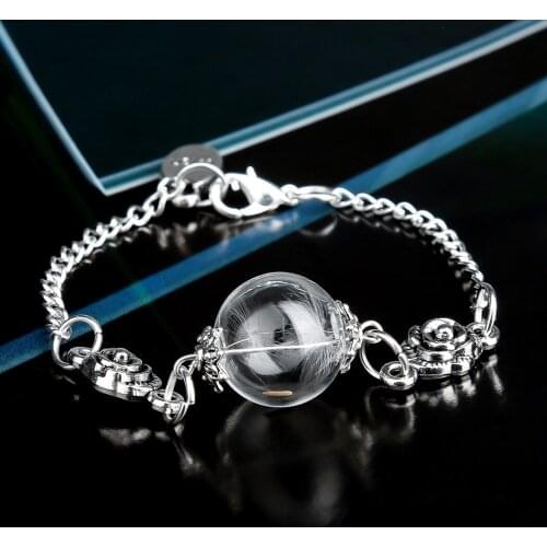 Natural Dandelion Bracelet Elegant Creative Charm Pendant Bracelet Jewelry Chain Bracelet Glass Ball Bracelet Jewellery
