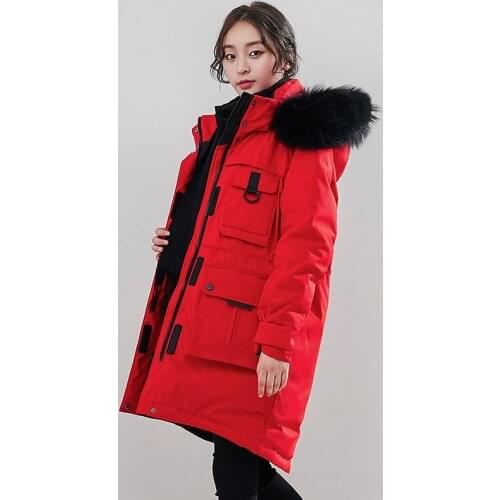 Clothing, 2020, down jacket, long hooded winter coat, womens coat with raccoon fur collar