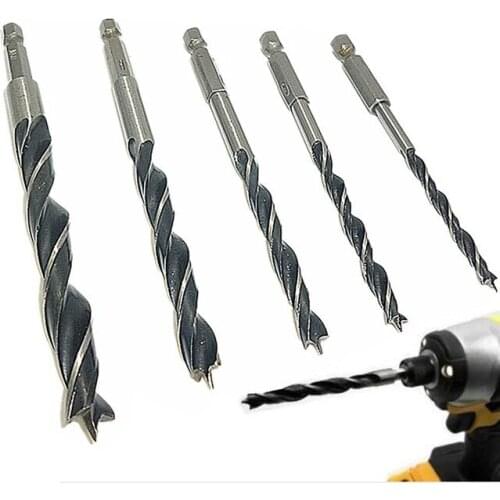 Fixmee 5pc 4/5/6/810mm Hex Shank Screwdriver Drill Wood Dowel Twist Drill Bit Set 1/4" 6.35mm shank