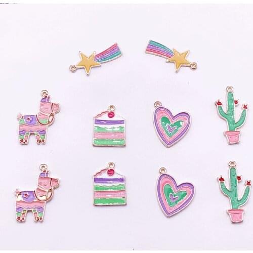 10pcs/Lot Metal Enamel Trojan Cactus Diy Jewelry Charms Pendant Earring Necklace Bracelet Charms For Jewelry Making Accessories