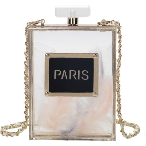 Transparent Evening Bag Personality Perfume Bottle Clutch Handbag For Women Fashion Chains Pouch Bag