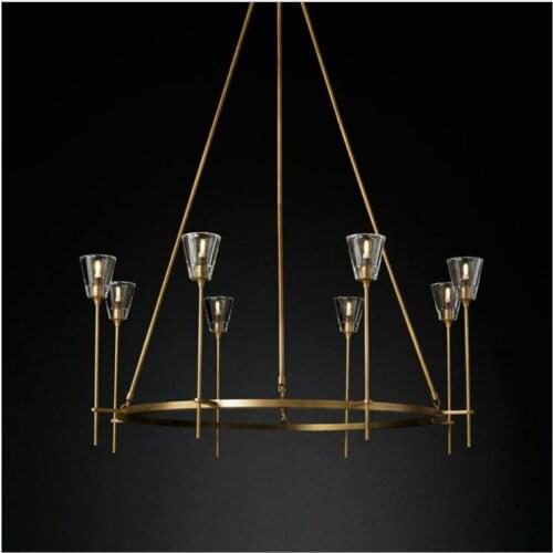 RH copper post-modern crystal chandelier simple luxury living room dining room study bedroom villa project decoration chandelier