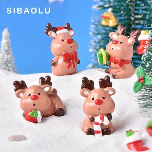 Christmas Deer Elk Figurine Animal Model Micro Landscape Home Decor Miniature Fairy Garden Decoration Accessories Modern Statue