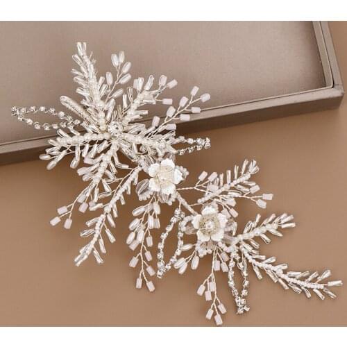 Handmade Bride Hair Clip Hairpins White Resin Pearl Beaded Headband Bridal Headpiece Head Jewelry Wedding Hair Accessories