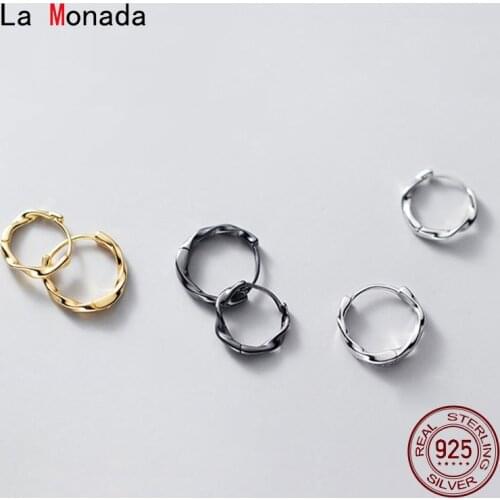 La Monada Hoop Earrings For Women Silver 925 Fine Women Earrings Jewelry Spiral Black Hoop Earrings 925 Sterling Silver Women