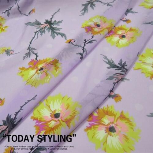 LEO&LIN Large Wide Purple Yellow Silk Georgette Chiffon Clothing Fabric DIY Patchwork Tissue