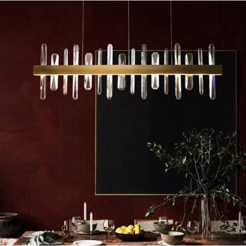 Light luxury fishbone crystal chandelier designer post-modern atmosphere simple creative living room bedroom restaurant led lamp