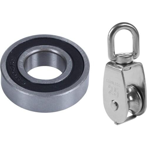 25mm Rotatable Stainless Steel Wire Rope Single Sheave Pulley & 6900 Shielded Single Line Deep Groove Ball Bearing