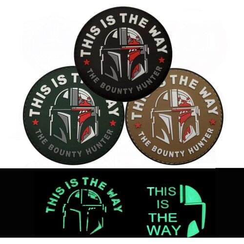This is The Way Helmet Inspired Art Luminous PVC Rubber Fastener Hook Backing Funny Tactical Military Patch For Bag