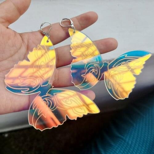 Female Rainbow Butterfly Earings Fashion Acrylic Jewelry Animal Drop Dangle Earrings Sister Wedding Gifts