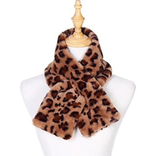 Autumn winter thicken plush leopard scarf female imitation rex rabbit fur warm fur collar animal pattern cross neck fur Bib N34