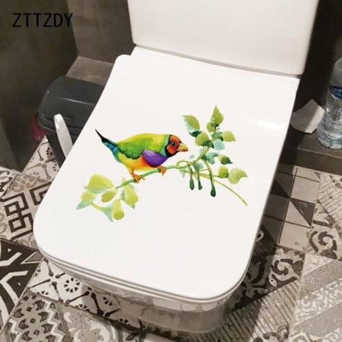 ZTTZDY 23.5×19.9CM Bird On Branch Funny WC Decor Toilet Cover Stickers Cartoon Home Wall Decals T2-1427