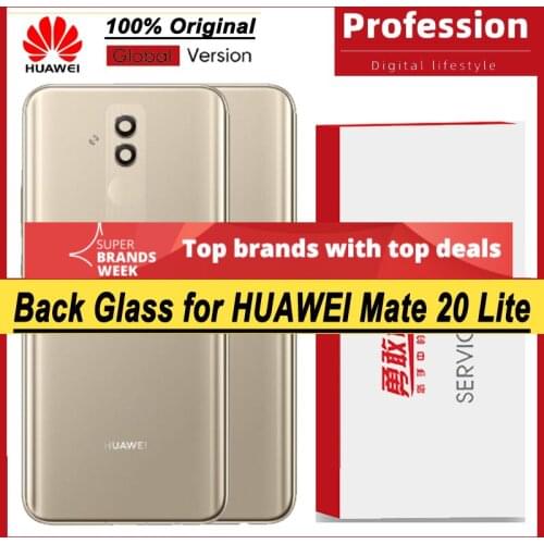 100% Original for Huawei Mate 20 Lite Back Battery Cover Rear Glass Door Panel Case Battery Cover with Camera Lens