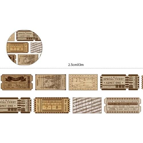 2.5cmx3m Vintage Tickers Masking Washi Tape