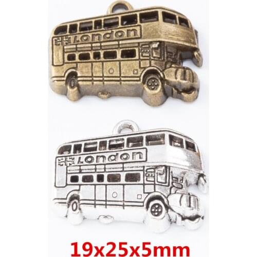 20 pieces of retro metal zinc alloy bus pendant for DIY handmade jewelry necklace making 7620