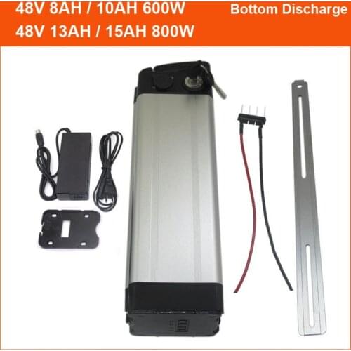 48V 750W electric bike silver fish battery 48 V 13AH 18650 bateria pack with 2A charger and 20A BMS free shipping