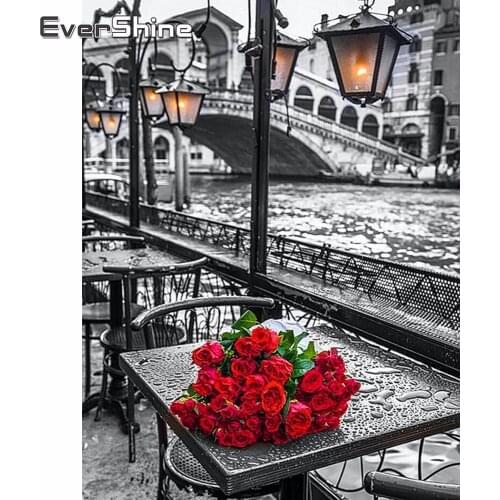 Evershine 5D Diamond Painting Full Drill Square Flowers Cross Stitch DIY Diamond Embroidery Rose Rhinestones Pictures Home Decor