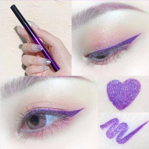 Jomeel glitter eyeliner pencil diamond blue silver rose gold purple color long lasting waterproof soft shimmer eyeliner