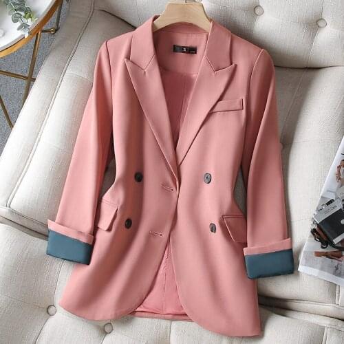 Korean autumn sports jacket womens oversized clothing Plaid sports jacket office womens jacket spring oversized clothing