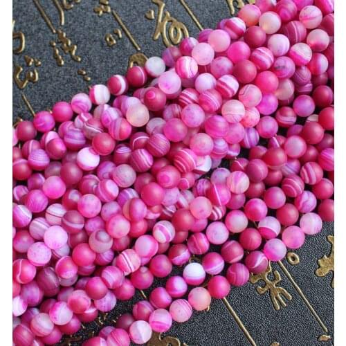 Frost Plum Strip Agat Round Loose Beads 15"/46pcs per strand, Wholesale For DIY Jewellery Free Shipping