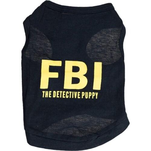 Cool FBI Printed Pet Dog Clothes Fashion T-shirt Puppy Pet Clothing Summer Cotton Shirt Casual Vest For Small Pet Cat Shirts
