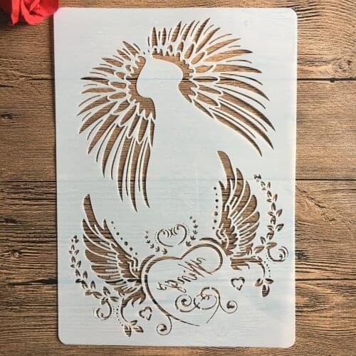 Angel wings A4 29 * 21cm DIY Stencils Wall Painting Scrapbook Coloring Embossing Album Decorative Paper Card Template,wall