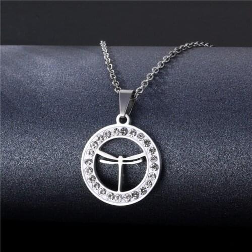 Stainless Steel Minimalist Jewelry Dragonfly Pendant Necklace Fashion Choker Wholesale