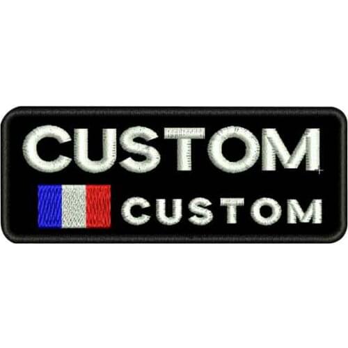 Custom FRANCE flag name patches personalized iron on hook backing embroidered