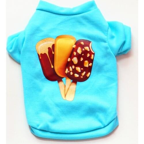 New breathable Summer Cotton dog T-shirt with sleeve blue Popsicle print dog Vest for small dog clothes Tank Apparel Costumes