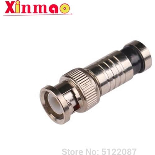 1PCS Squeezed Type Compression BNC Male Connector RF Coaxial Q9 Adapter for RG59 RG6U CCTV Systems Squeeze Welding-free Pressing