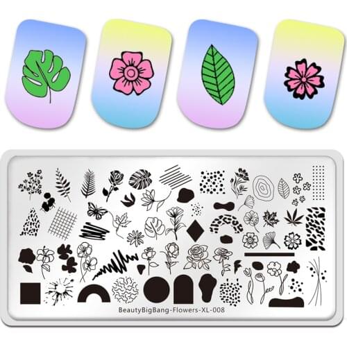 Beautybigbang Nail Stamping Plates Flower XL-008 Style Flower Image 6*12cm Stamp Template For Nail Art Print