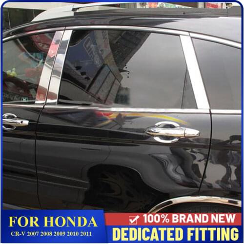 Fit For Honda CRV CR-V 2007 2008 2009 2010 2011 Car Window Trims Center Pillars B + C Pillar Cover Trim Sticker 6Pcs/Set