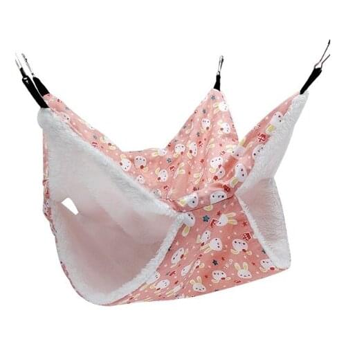 Hanging Hammock for Small Animals Warm Plush Bed Hideout Cage Accessories for Guinea Pig Hamster Ferret Chinchilla