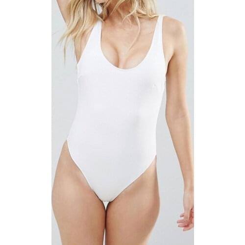 Plus Size Solid Swimwear Women Bikini Sexy Bodysuit One Piece Swimsuit Women Beachwear High Cut Low Back swim suit monokini 2021