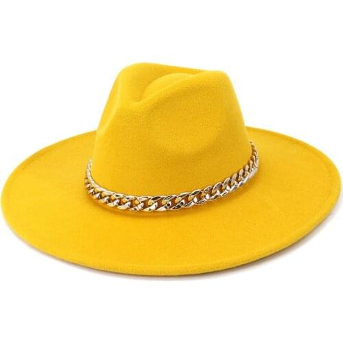 Fedoras Black Khaki Womens Hat Panama Caps Hat Jazz Caps Church Felted Chain Belt Cowboy Casual Luxury Winter Hats For Women