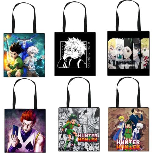 Boys Girls Handbags Cartoon Tote Bag Anime HUNTERxHUNTER Shoulder Shopper Bags for Women Eco Foldable Reusable Shopping Bags
