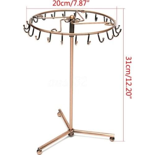 Vintage Pendant Scarf Jewelry Display Rack Rotatable Necklace Headband Bracelet Rings Stand Holder 23 Hooks
