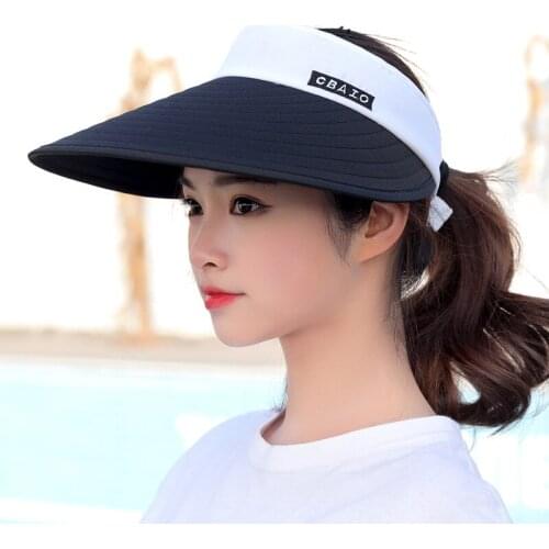 Women Sun Hat Summer Leisure Sunshade Large Eave Riding Sun Protection Cap Men Folding Empty Top Outdoor Portable Hats H7330